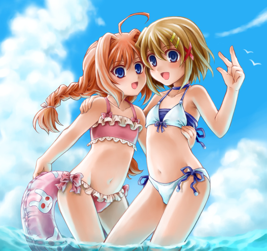 yagami hayate and vita (lyrical nanoha and 2 more) drawn by porocha