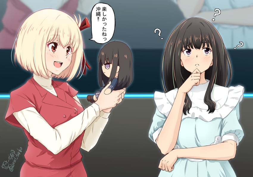 nishikigi chisato, inoue takina, anzai chika, and wakayama shion (lycoris recoil) drawn by diesel-turbo