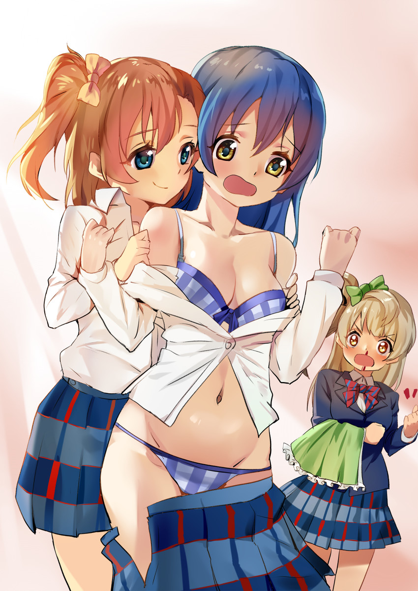 sonoda umi, minami kotori, and kosaka honoka (love live! and 1 more) drawn by shovelwell
