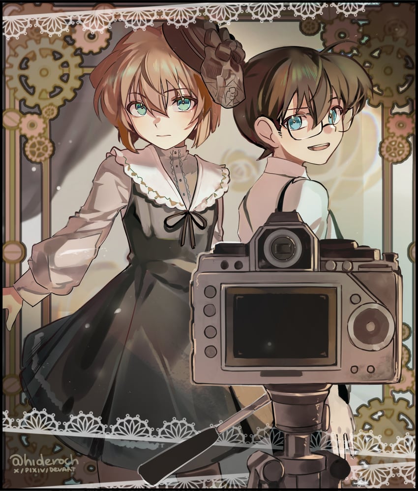edogawa conan and haibara ai (meitantei conan) drawn by st_ard
