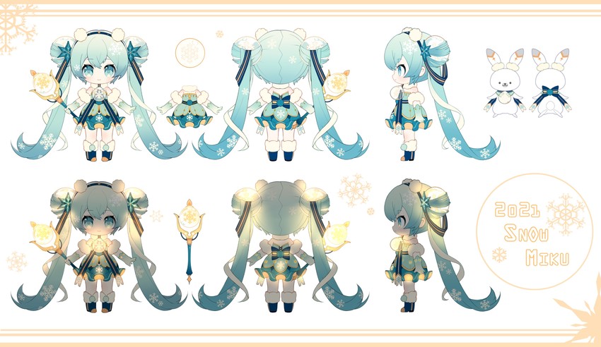 hatsune miku, yuki miku, and rabbit yukine (vocaloid) drawn by kazenemuri