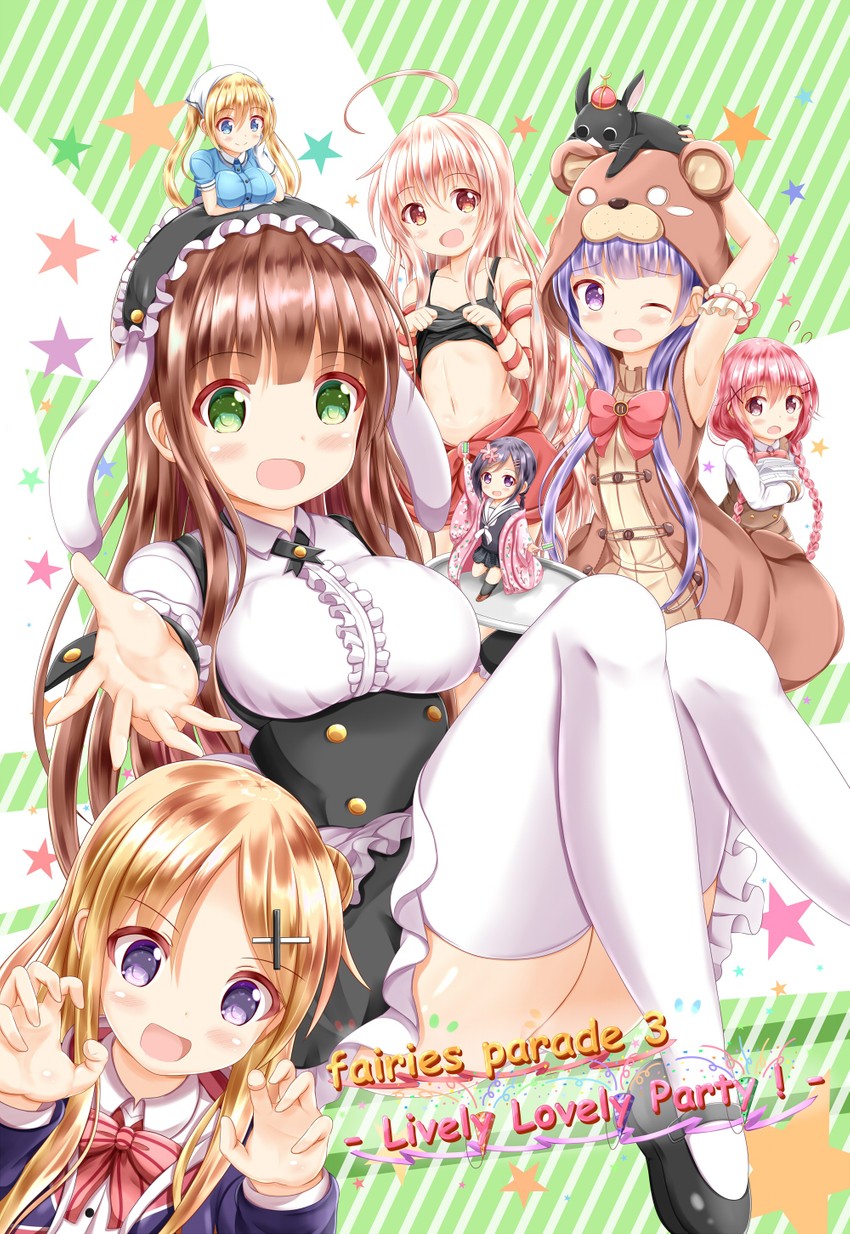 ujimatsu chiya, kujou karen, suzukaze aoba, hinata kaho, anko, and 3 more (gochuumon wa usagi desu ka? and 8 more) drawn by xenon_(for_achieve)