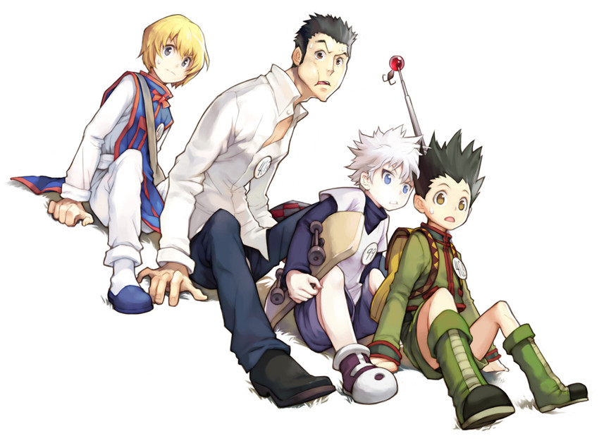 killua zoldyck, kurapika, gon freecss, and leorio paladiknight (hunter x hunter) drawn by comet_(teamon)