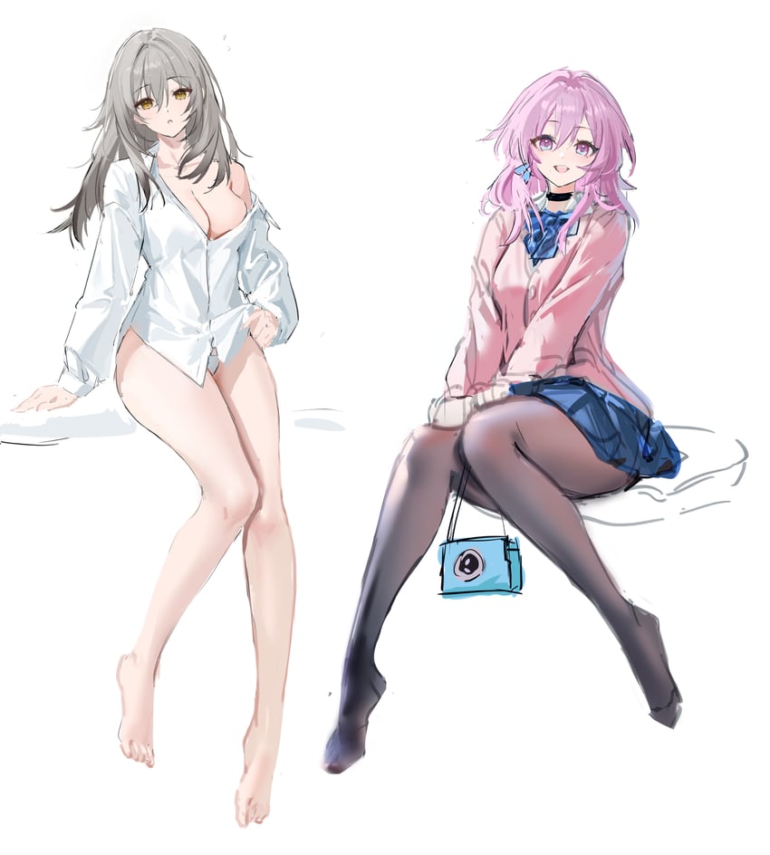 trailblazer, stelle, and march 7th (honkai and 1 more) drawn by congqian_you_ke_xing