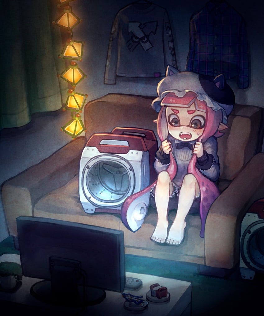 inkling player character and inkling girl (splatoon) drawn by kiitos