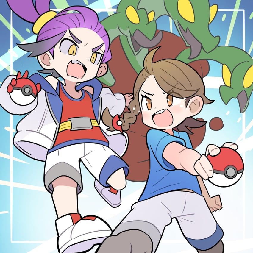 kieran, juliana, and hydrapple (pokemon and 1 more) drawn by rgurei0529
