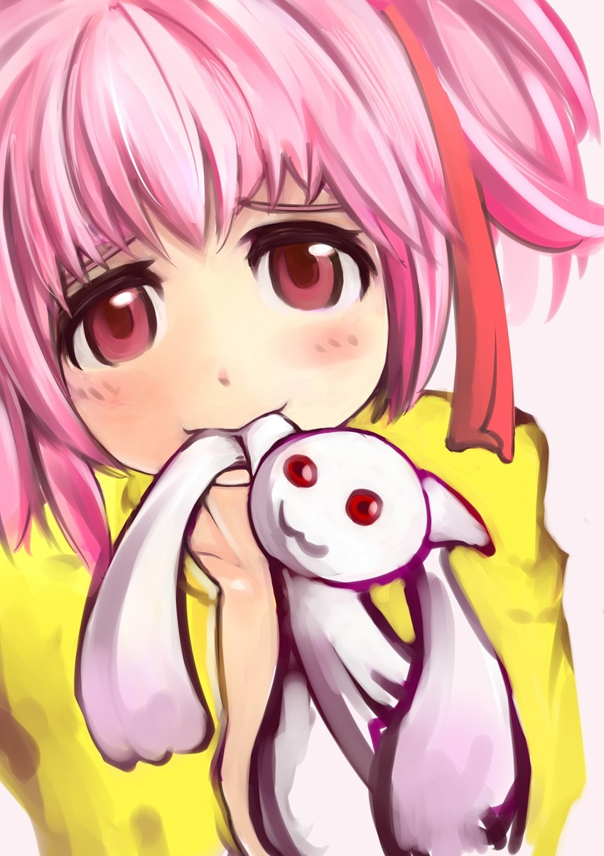 kaname madoka and kyubey (mahou shoujo madoka magica) drawn by hoshikuzu_kizuna_(kizuna_stardust)