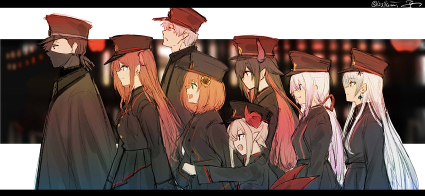makaino ririmu, shiina yuika, kuzuha, honma himawari, akabane youko, and 3 more (nijisanji) drawn by isshiki_(ffmania7)