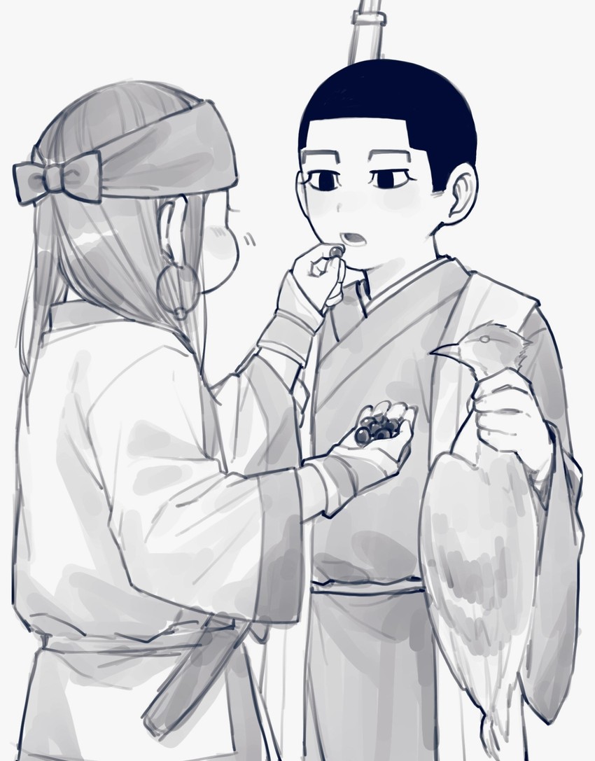 ogata hyakunosuke and asirpa (golden kamuy) drawn by da_ning_(llemonyyyy)
