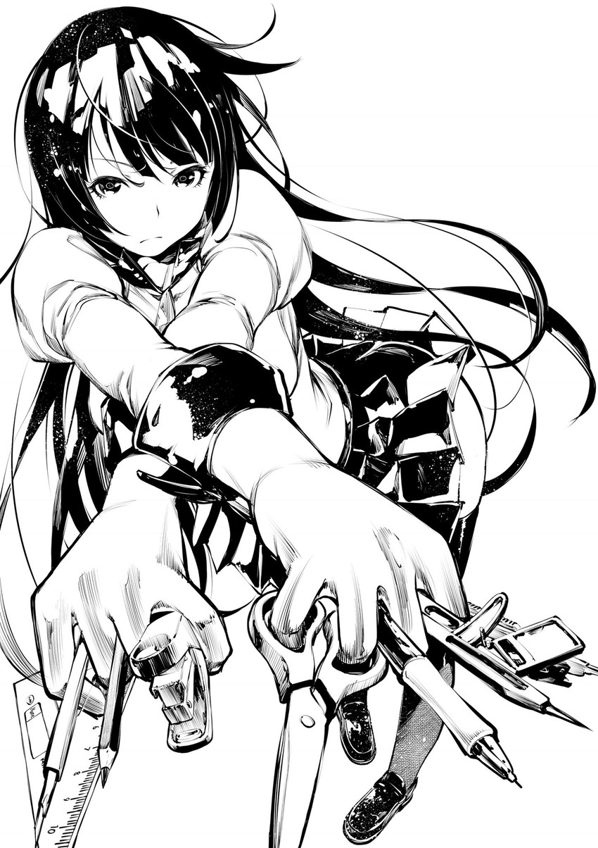 senjougahara hitagi (monogatari and 1 more) drawn by fukushima_masayasu