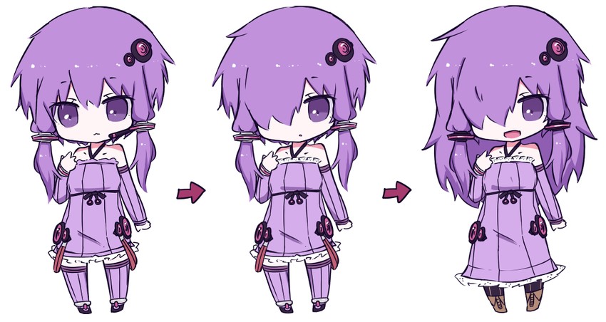 yuzuki yukari (vocaloid and 1 more) drawn by kakihito_shirazu