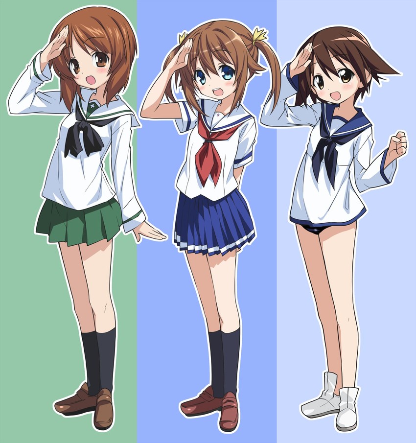 nishizumi miho, miyafuji yoshika, and misaki akeno (girls und panzer and 3 more) drawn by take_shinobu