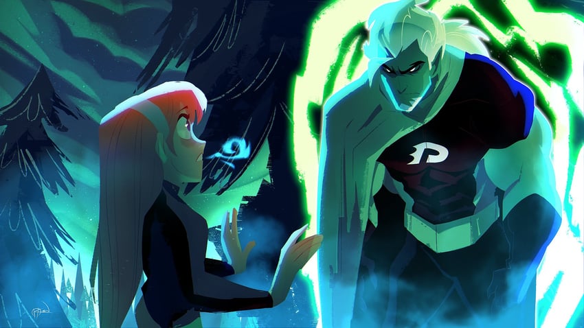 danny fenton, jasmine fenton, and dark danny (danny phantom) drawn by krossan