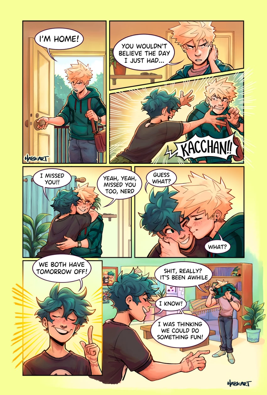 midoriya izuku and bakugou katsuki (boku no hero academia) drawn by habkart
