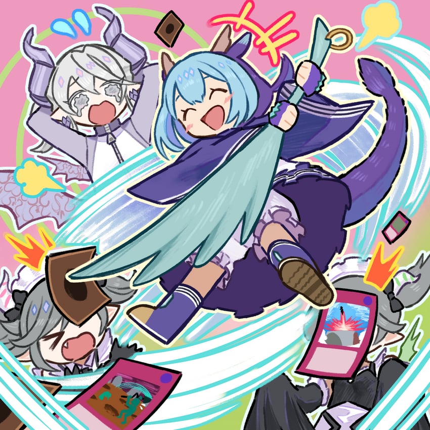 lovely labrynth of the silver castle, laundry dragonmaid, arianna the labrynth servant, arianne the labrynth servant, harpie's feather duster, and 2 more (yu-gi-oh!) drawn by hucydin