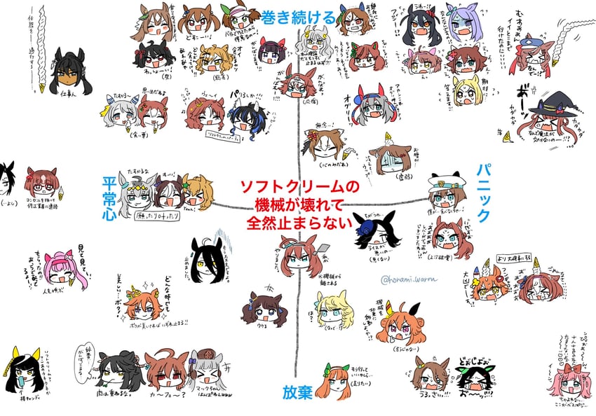 agnes tachyon, manhattan cafe, rice shower, mejiro mcqueen, gold ship, and 44 more (umamusume) drawn by inaho_soji