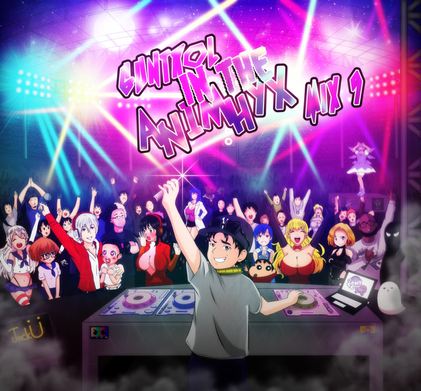 cirno, shimakaze, kisaragi chihaya, doraemon, nohara shinnosuke, and 2 more (touhou and 10 more) drawn by pettan