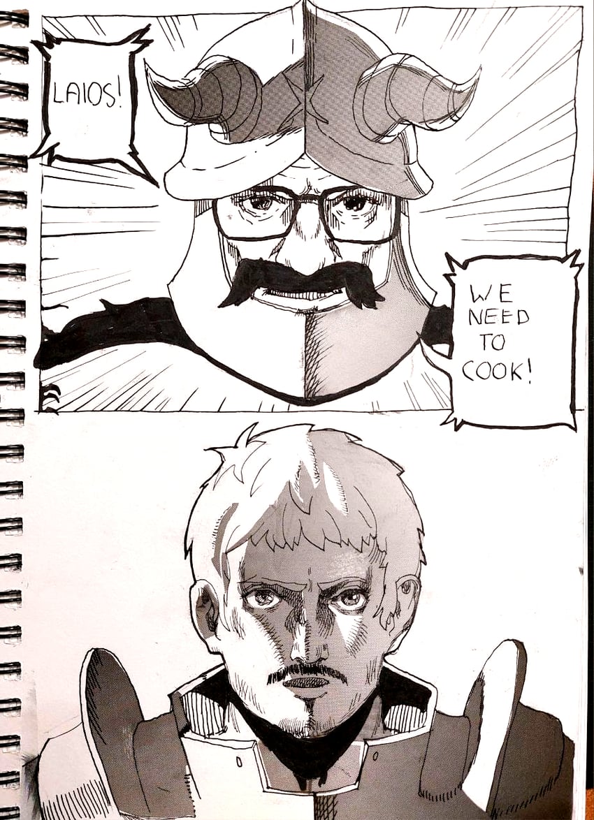 laios touden, senshi, walter white, and jesse pinkman (dungeon meshi and 1 more) drawn by rewinderon