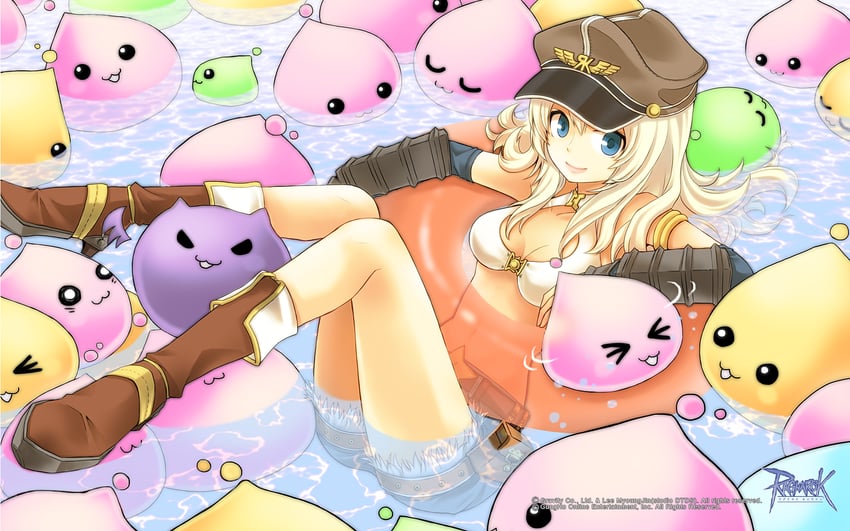 poring, whitesmith, poporing, drops, marin, and 1 more (ragnarok online) drawn by hirako