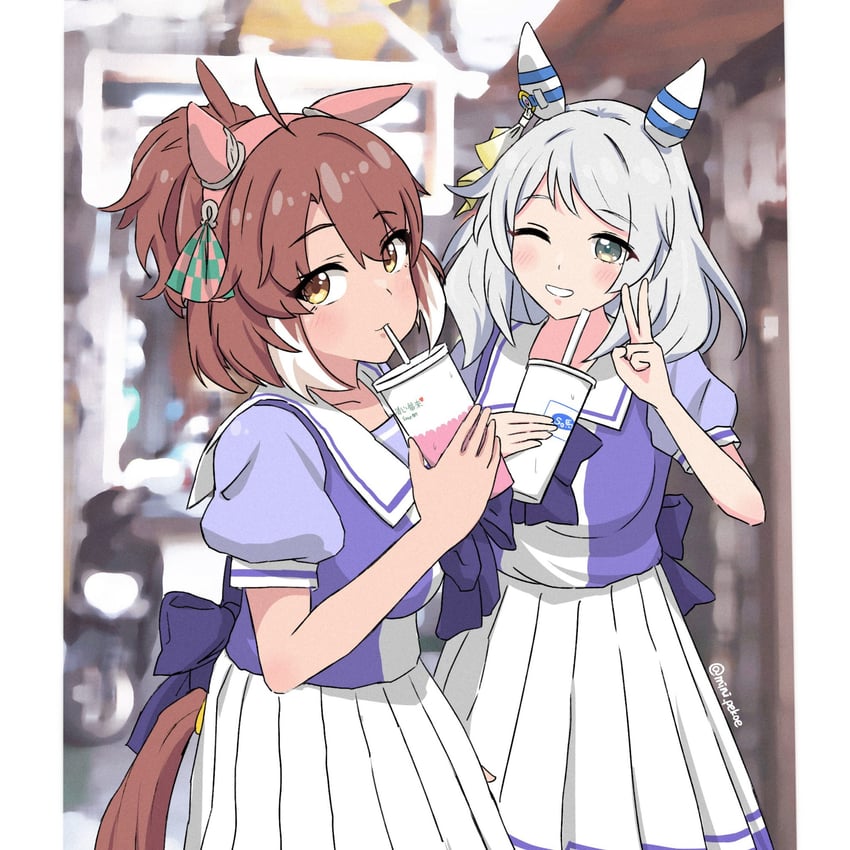dantsu flame and hishi miracle (umamusume) drawn by mini_pekoe