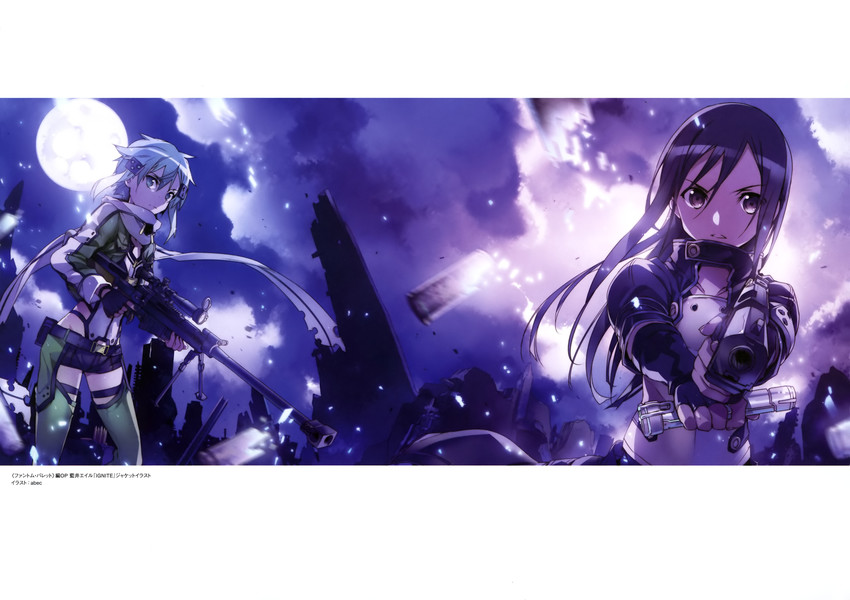 kirito and sinon (sword art online) drawn by bunbun