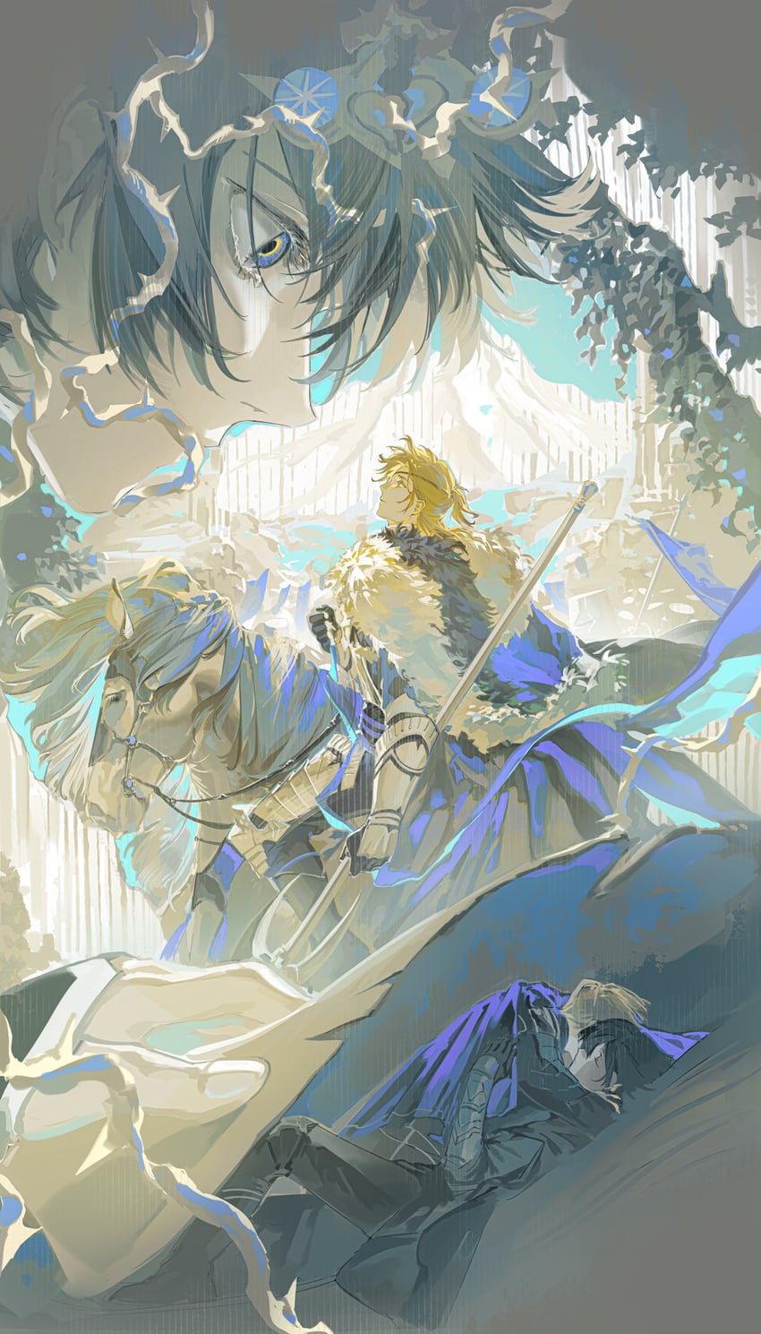dimitri alexandre blaiddyd and male byleth (fire emblem and 1 more) drawn by gongzuotianxiadiyi