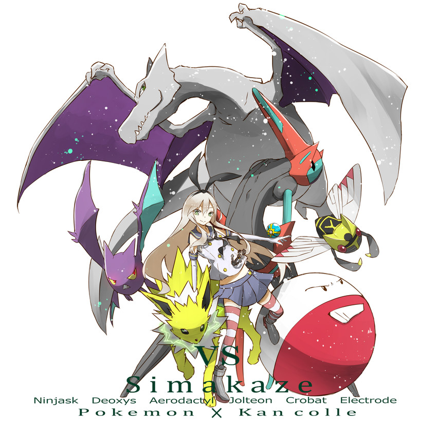 shimakaze, jolteon, crobat, deoxys, aerodactyl, and 2 more (kantai collection and 1 more) drawn by orihika
