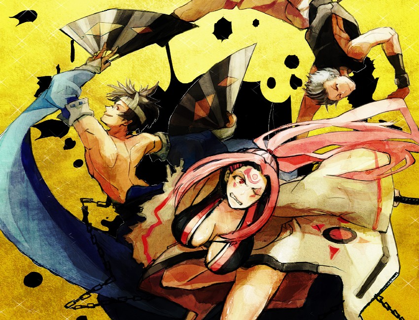 baiken, chipp zanuff, and mito anji (guilty gear) drawn by aimaimoco