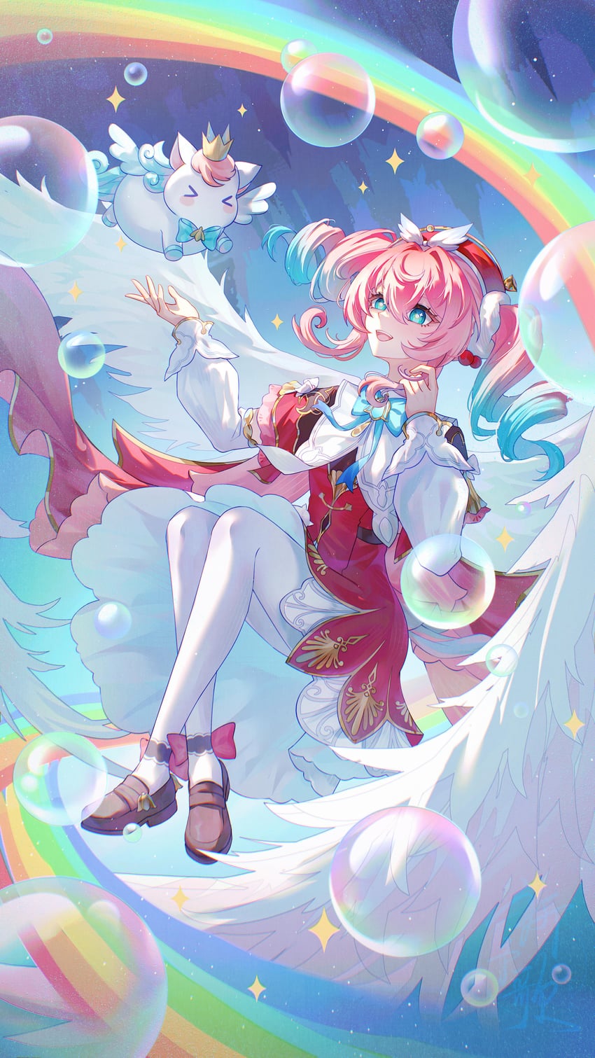 hyacine and little ica (honkai and 1 more) drawn by aqinorz
