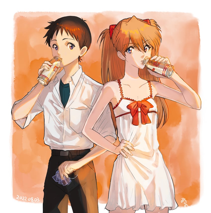 souryuu asuka langley and ikari shinji (neon genesis evangelion) drawn by arano_nknk