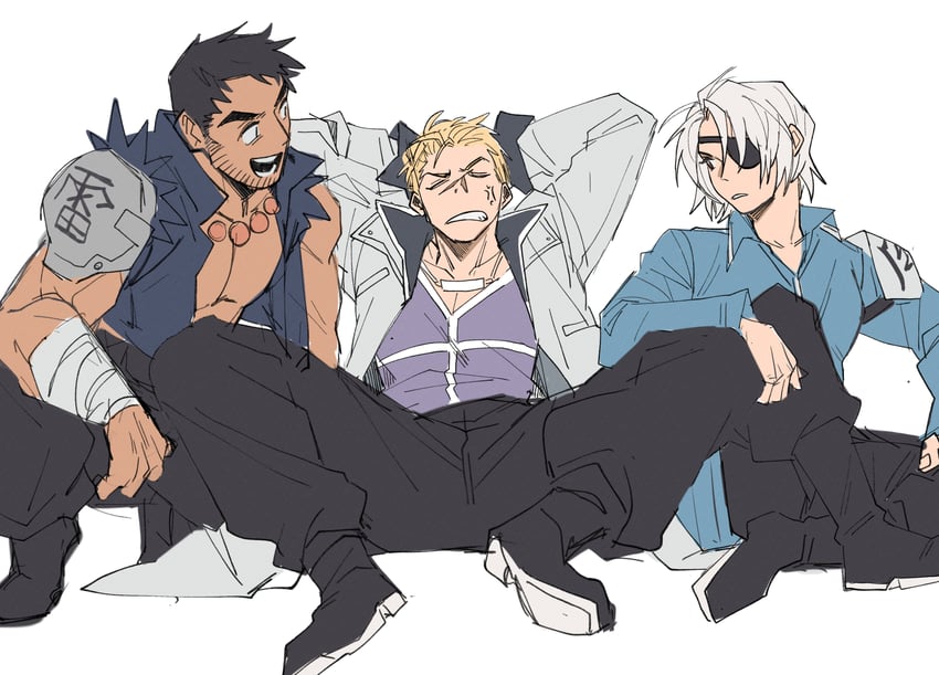 seifer almasy, fuujin, and raijin (final fantasy and 1 more) drawn by garbage_paper