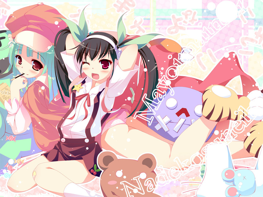 sengoku nadeko and hachikuji mayoi (monogatari and 1 more) drawn by inuneko