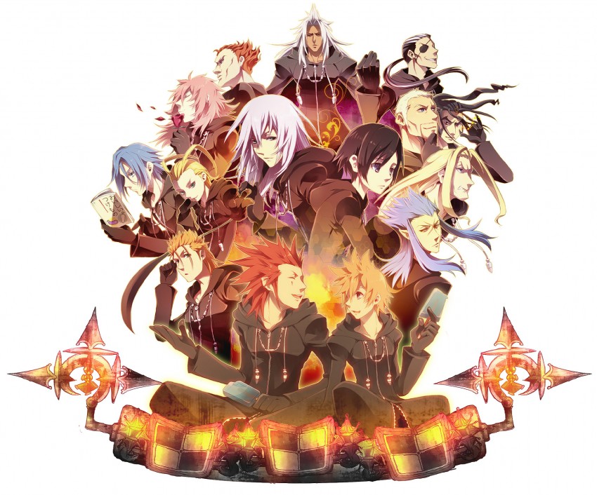 roxas, riku, xion, axel, xemnas, and 10 more (kingdom hearts and 1 more) drawn by tore_(ksg666xxx)