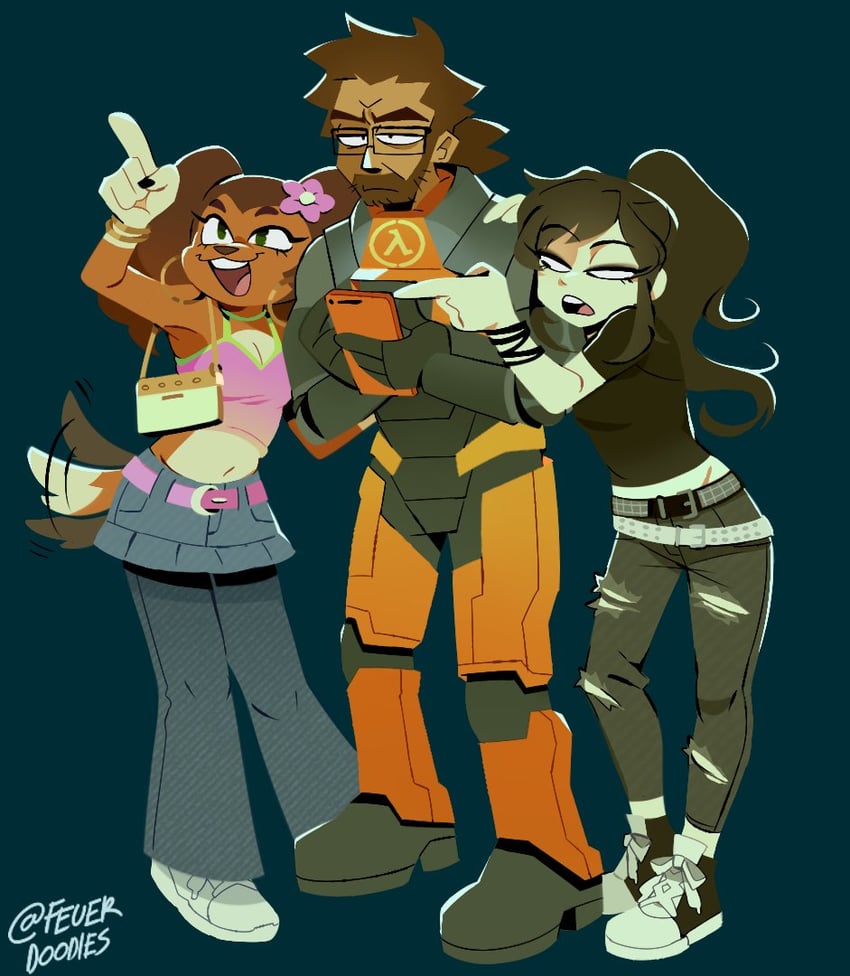 nicole, gordon freeman, lps dachshund 675, and savannah reed (half-life and 5 more) drawn by fever_el_cacas