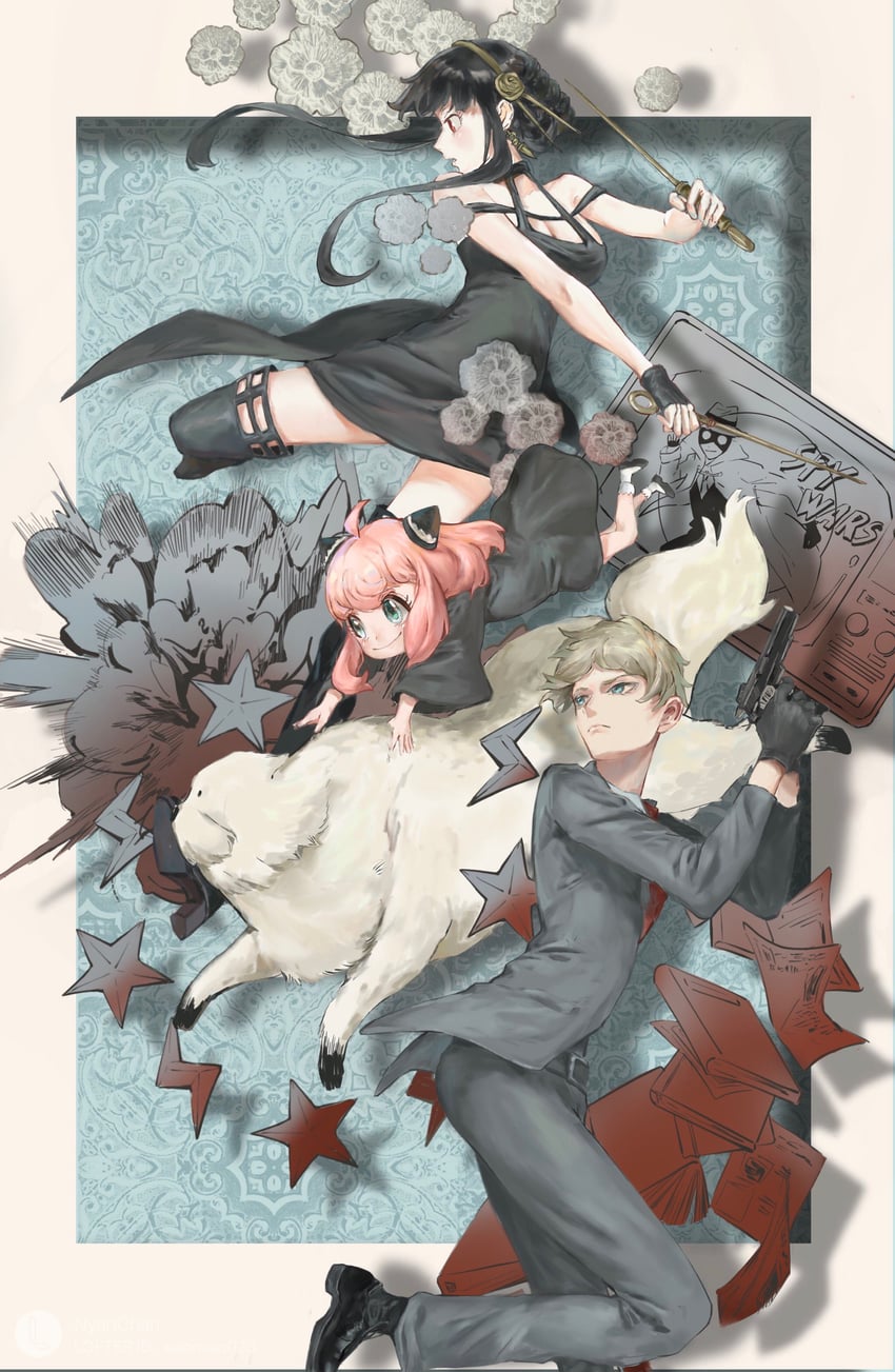 yor briar, anya, twilight, and bond (spy x family) drawn by nyanchan