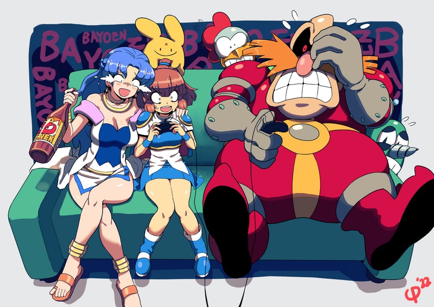 arle nadja, carbuncle, dr. eggman, rulue, grounder, and 2 more (sonic and 4 more) drawn by chilidog_(lumchan777)