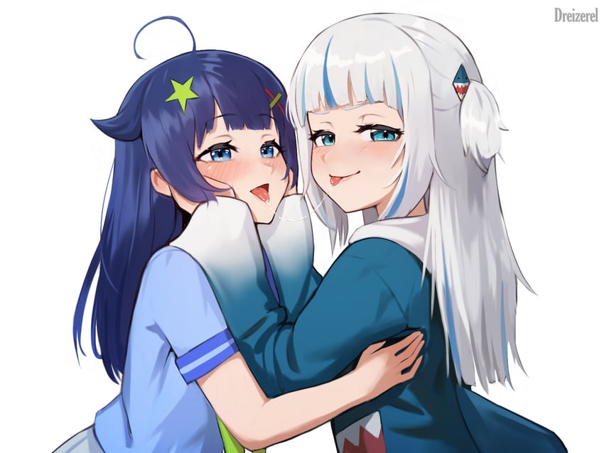 gawr gura and senzawa (hololive and 2 more) drawn by dreizerel