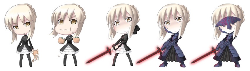 artoria pendragon and saber alter (fate and 3 more) drawn by sugar_(sugarless)