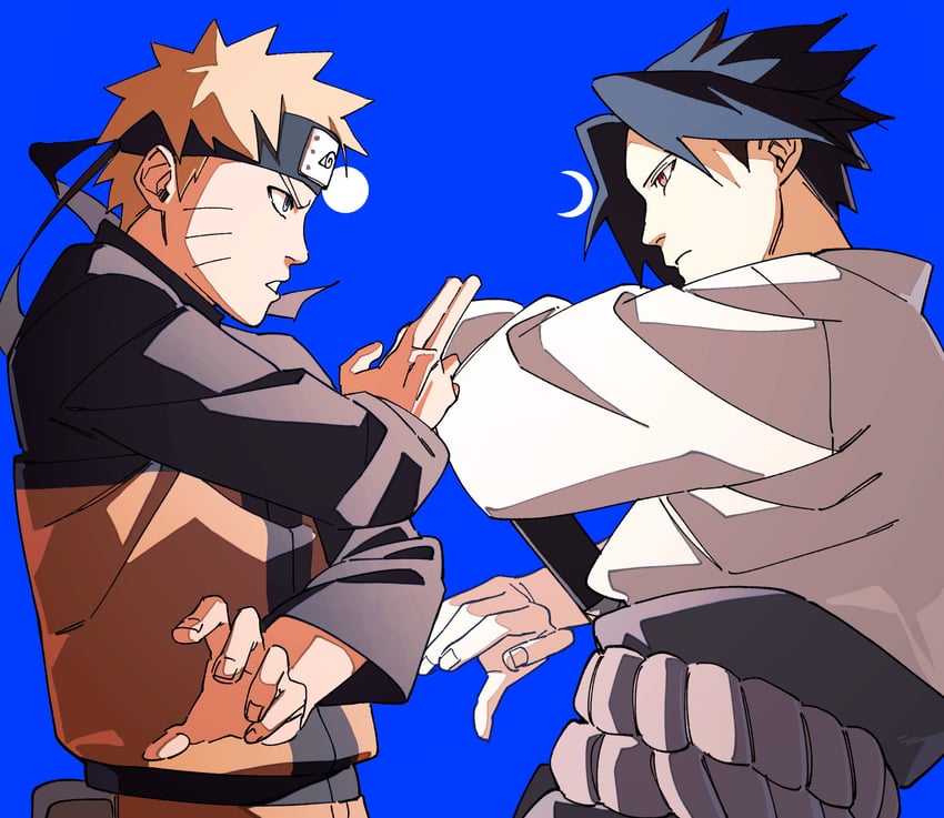 uzumaki naruto and uchiha sasuke (naruto and 1 more) drawn by pnpk_1013