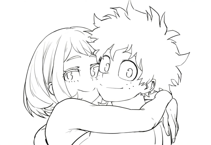 midoriya izuku and uraraka ochaco (boku no hero academia) drawn by parallaxfused