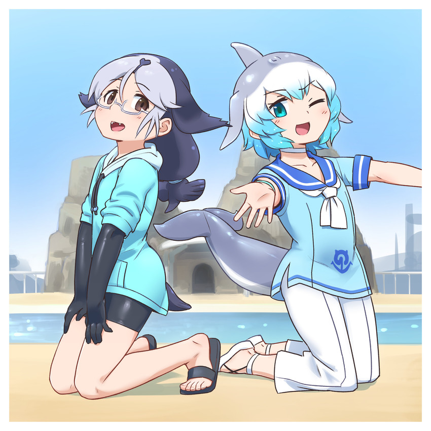 common bottlenose dolphin and california sea lion (kemono friends and 1 more) drawn by 0x0082