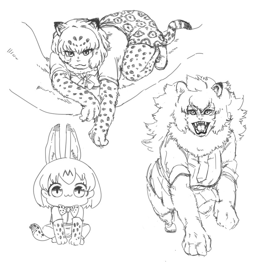 serval, jaguar, and lion (kemono friends) drawn by afei_(sfma3248)