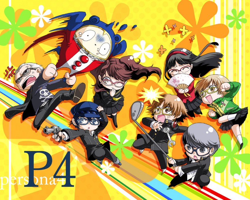 narukami yu, shirogane naoto, satonaka chie, kujikawa rise, amagi yukiko, and 3 more (persona and 1 more) drawn by satsuki_yuu_(awairo)