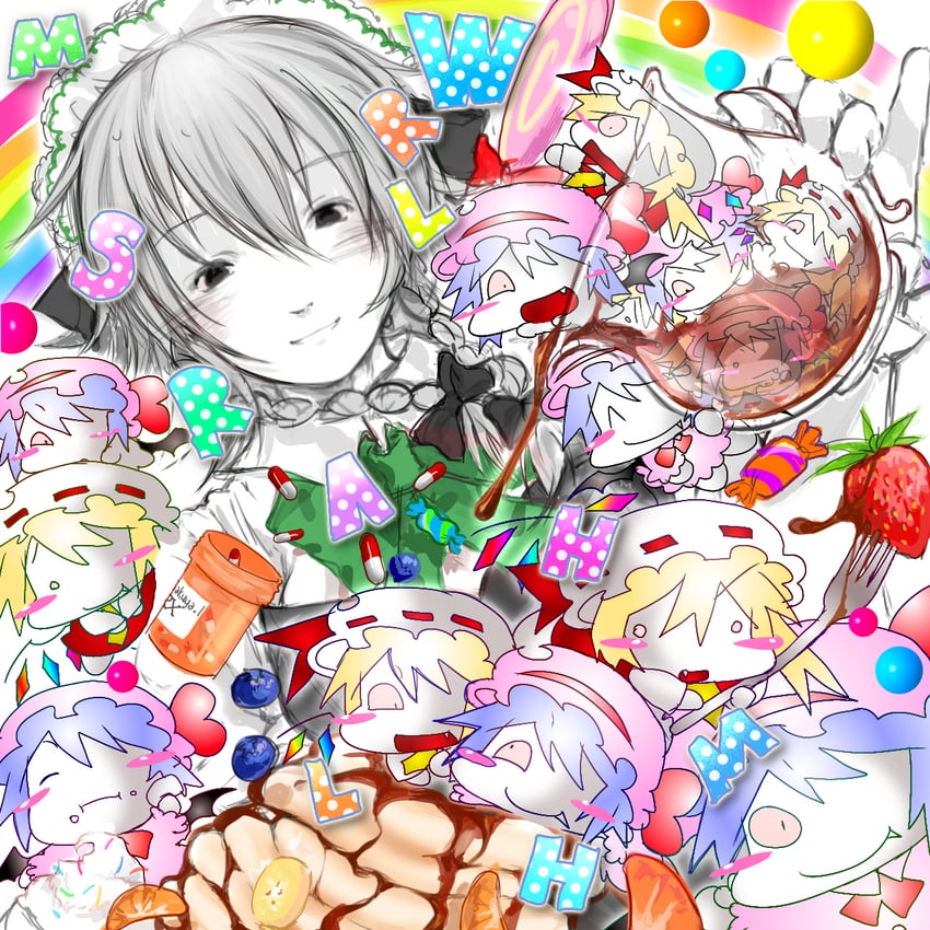 remilia scarlet, flandre scarlet, and izayoi sakuya (touhou) drawn by lottie_(gravyalloverhim)