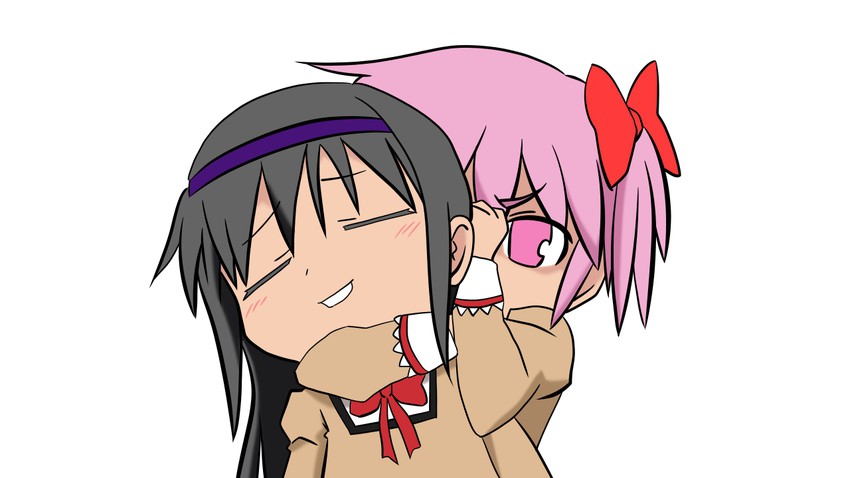 akemi homura and kaname madoka (mahou shoujo madoka magica and 1 more) drawn by jiji_(seiga)