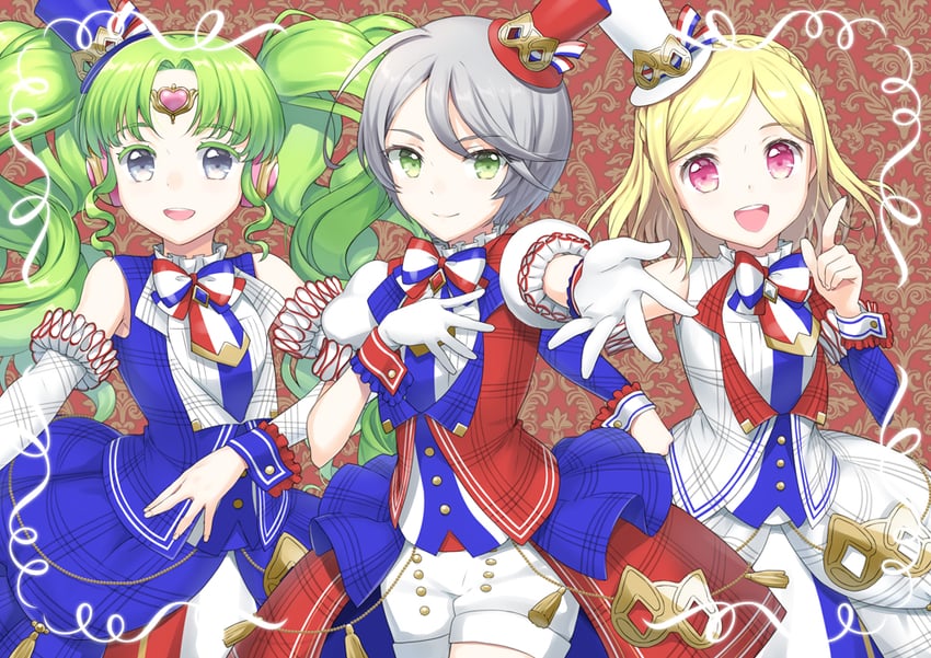 falulu, shikyoin hibiki, and midorikaze fuwari (pretty series and 1 more) drawn by unya_(unya-unya)
