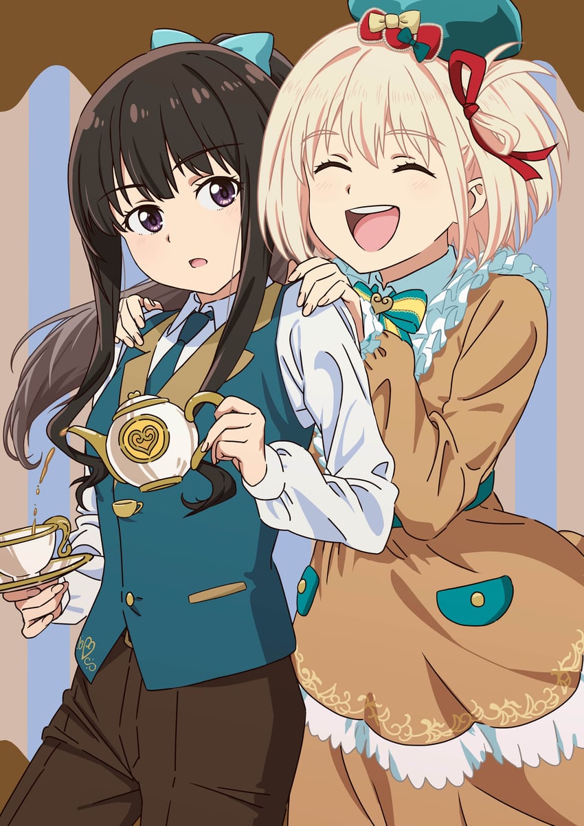 nishikigi chisato and inoue takina (lycoris recoil) drawn by asada7101