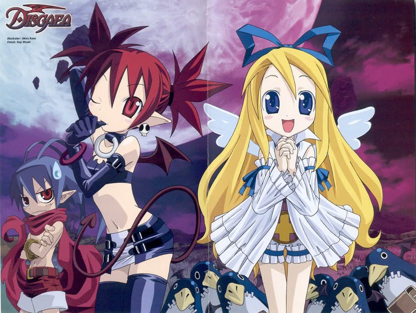 etna, prinny, flonne, and laharl (disgaea and 1 more) drawn by kano_akira