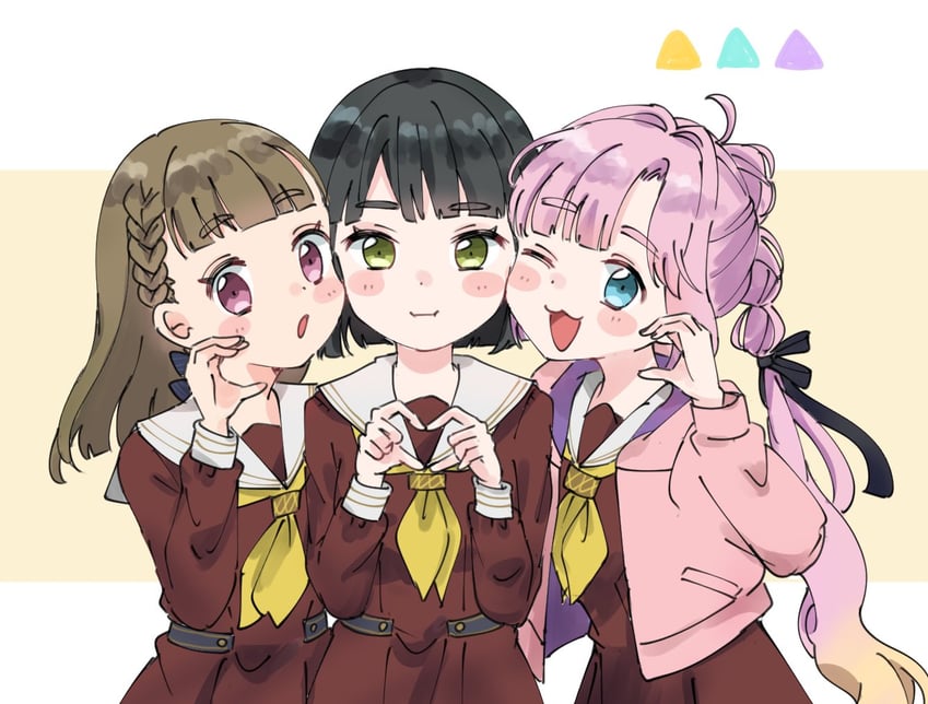 momose ginko, anyoji hime, and kachimachi kosuzu (love live! and 1 more) drawn by moso_(expect66)