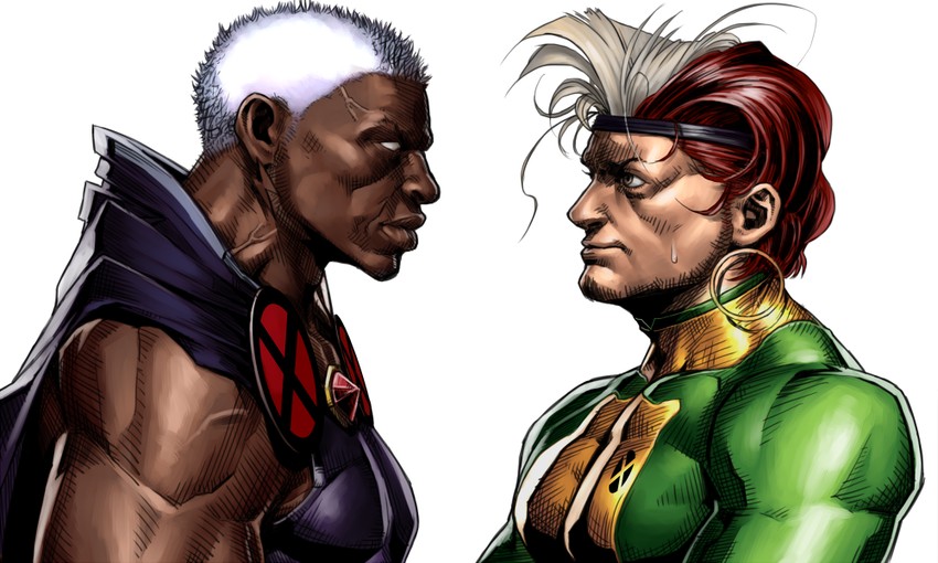 storm and rogue (marvel and 1 more) drawn by shiba_(berryeater)